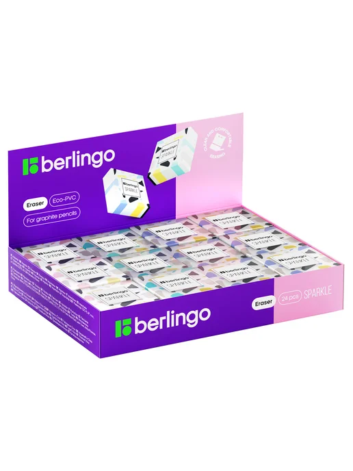 Berlingo Ластик, Sparkle, прямоугольный, ассорти, 34*34*12мм, 6 шт, 34x34x12 мм, 6 шт, фото 6