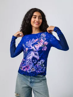 Хлопковый лонгслив с принтом