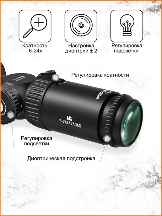 Оптический прицел DISCOVERY MS 6-24X42AOAC (кольца "л хв"), вариант, фото 8