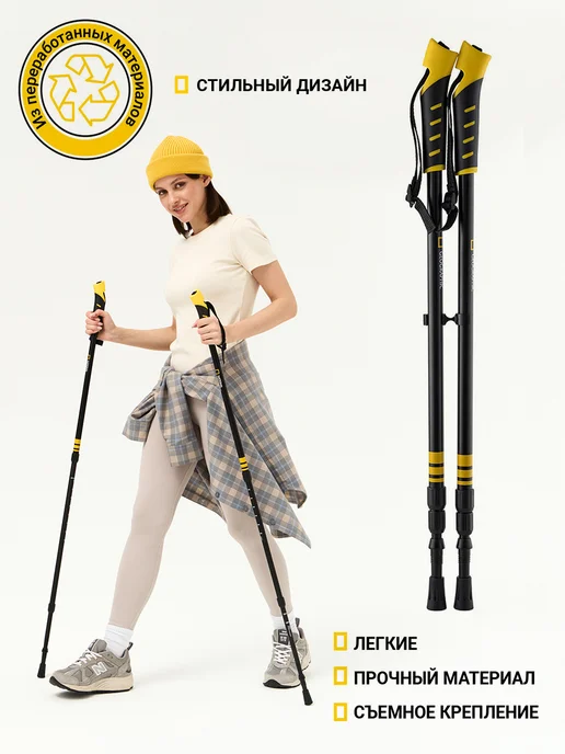 National Geographic Палки прогулочные для скандинавской ходьбы Anti Shock, черный, фото 3