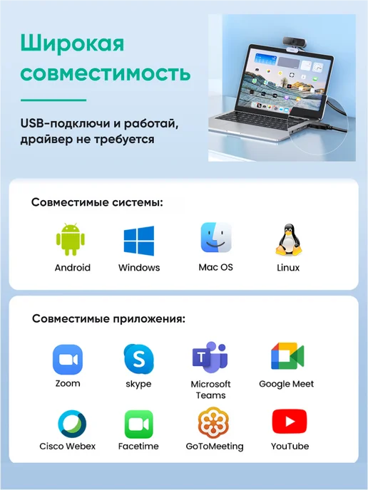 UGREEN Веб-камера CM678, 15728, USB HD Webcam Full HD 1080p, USB WEB Camera 1080P, фото 4