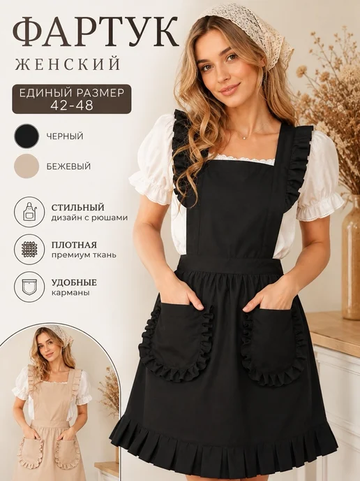 Sweet Home Фартук кухонный женский красивый с рюшами 42-48 размер, 42-48
