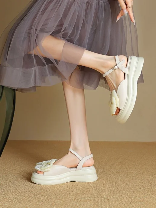 Ola-la shoes Босоножки летние на платформе, белый, фото 2