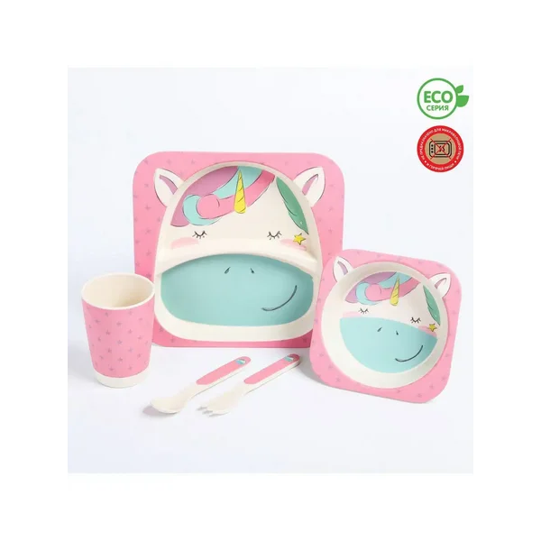 Набор бамбуковой посуды "Единорожка"