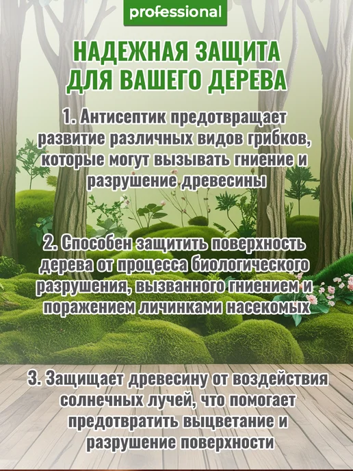 PROFESSIONAL Пропитка антисептик для дерева, 5л, 5 л, фото 2