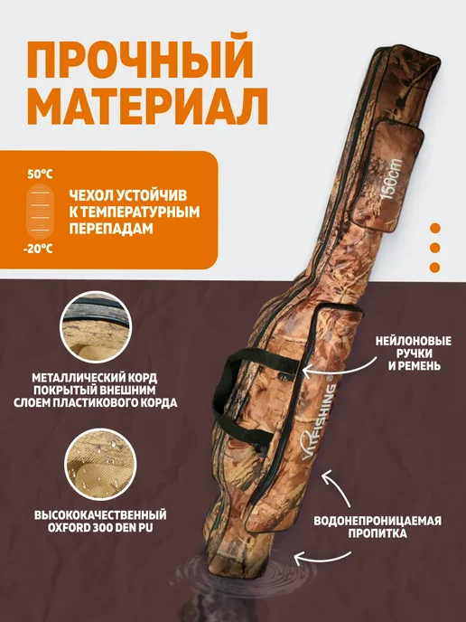 CampZone Чехол для спиннингов 150 см, коричневый, фото 3