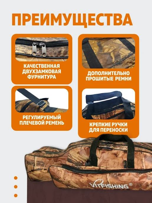 CampZone Чехол для спиннингов 150 см, коричневый, фото 4