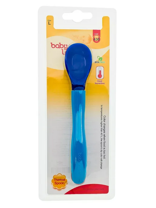 Baby Land Термоложка для кормления силиконовая размер L, 4 мес+, голубой, фото 2