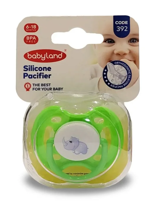 Baby Land Пустышка ортодонтическая скошеная силиконовая 6-18мес, зеленый, фото 2