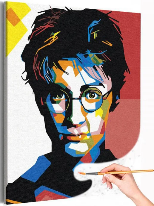 Живопись по номерам Картина по номерам Гарри Поттер абстракция Harry Potter, белый