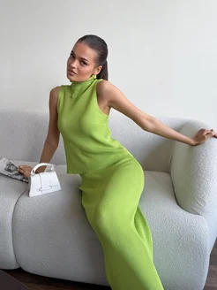 Костюм двойка вязаный топ с юбкой