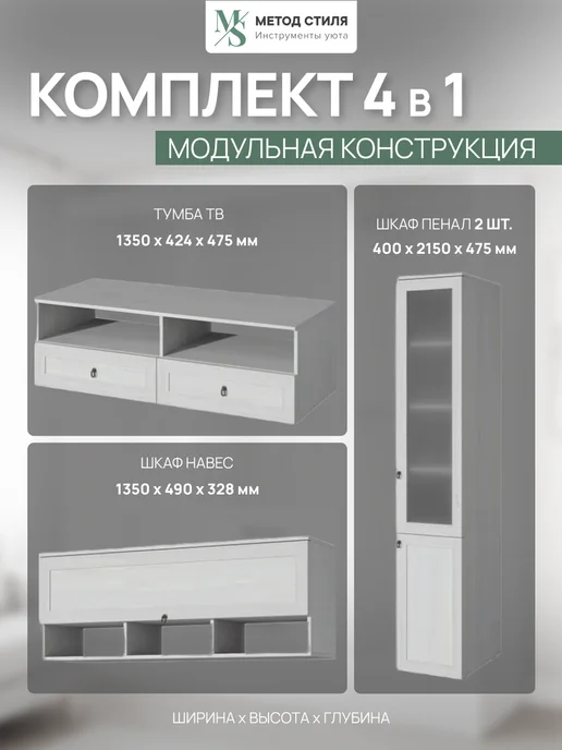 Зарон Стенка в гостиную Алисия, серый, в упаковке 133 кг, фото 2