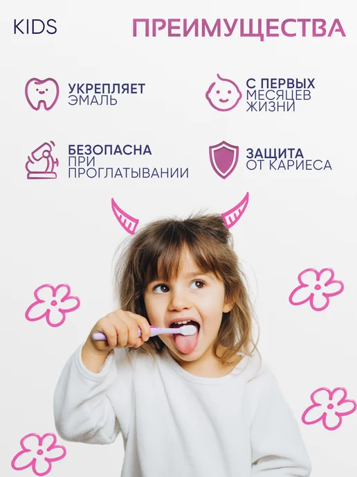 Biorepair Детская зубная паста KIDS 0-6 лет со вкусом винограда, 50 мл, 50 мл, фото 2
