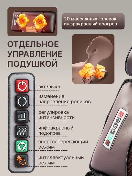 TSOY Массажный матрас с подогревом и массажером для ног, коричневый, фото 8
