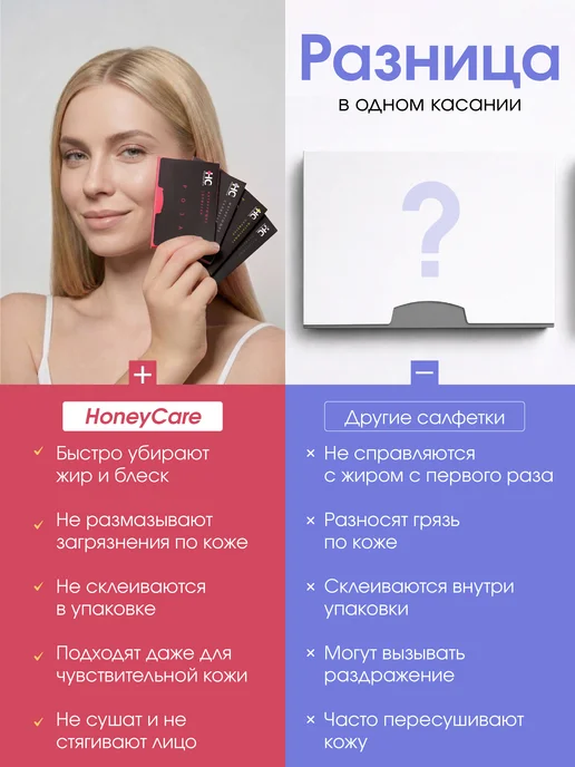HoneyCare Матирующие салфетки для лица от жирного блеска 400 шт, 400 шт, фото 7