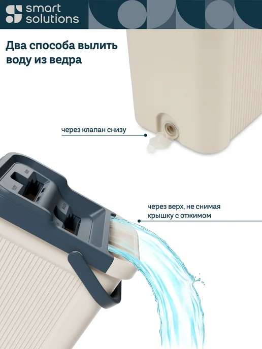 Smart Solutions Швабра с отжимом и ведром 7 л для уборки Cleanup, 7 л, фото 5