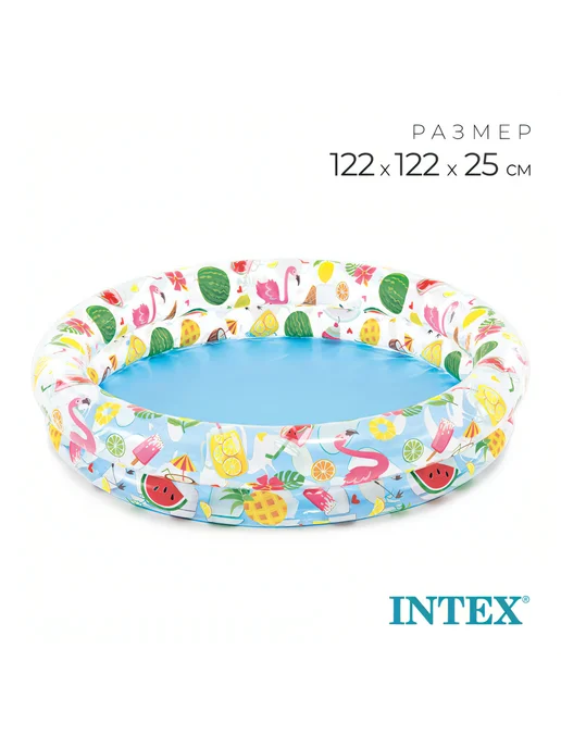Intex Надувной бассейн фрукты 147*33 от 2 лет, голубой, фото 2