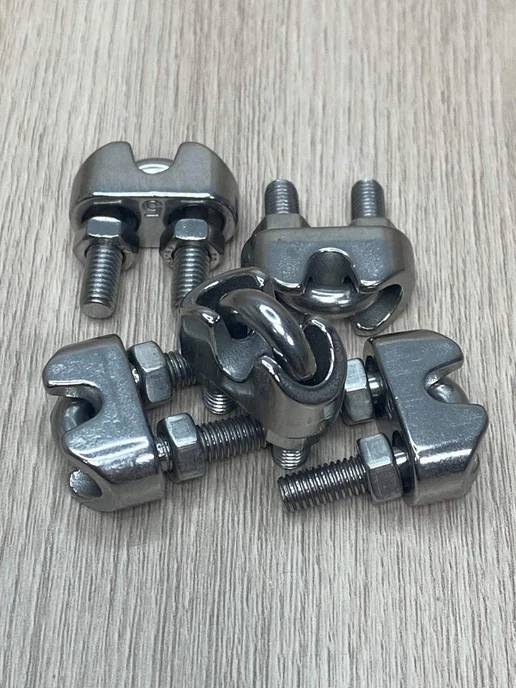 FIXER Зажим для троса 5 мм из нержавеющей стали А2, серый, 4 шт, фото 5