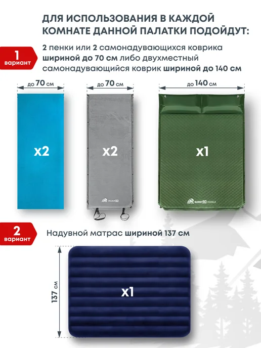 RSP Палатка кемпинговая двухкомнатная Dream 4 (цв. зеленый), зеленый, фото 6