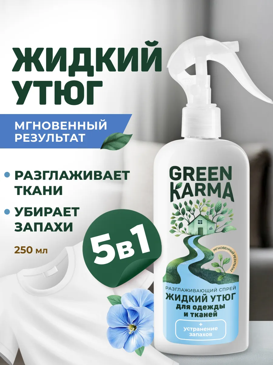 Жидкий утюг для одежды разглаживающий спрей-рефрешер 250 мл