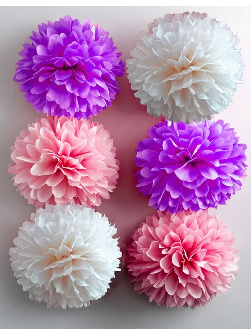 Happy poms Бумажные помпоны для праздника 35-25см, 6 шт, 6 шт, фото 4
