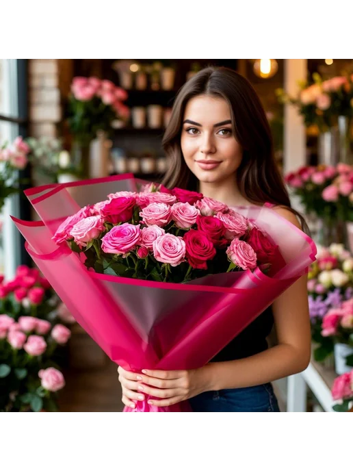 ALK BRAND N1 Бумага упаковочная для цветов пленка, розовый, фото 4
