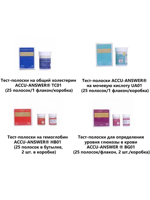 ACCU-ANSWER IBM-01 25 тест-полосок на уровень холестерина, серый, фото 7