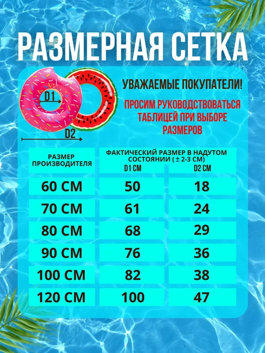 Надувной круг для плавания Пончик 100см, оранжевый, фото 6