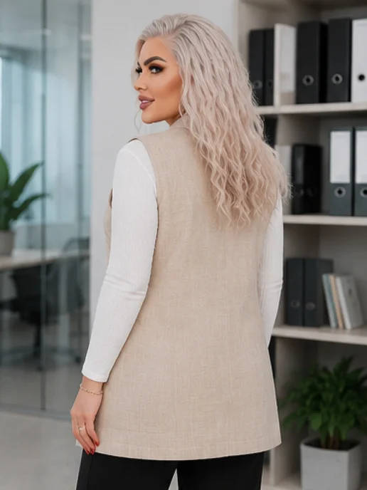 ARIANA dress Жилет костюмный удлиненный, бежевый, фото 5