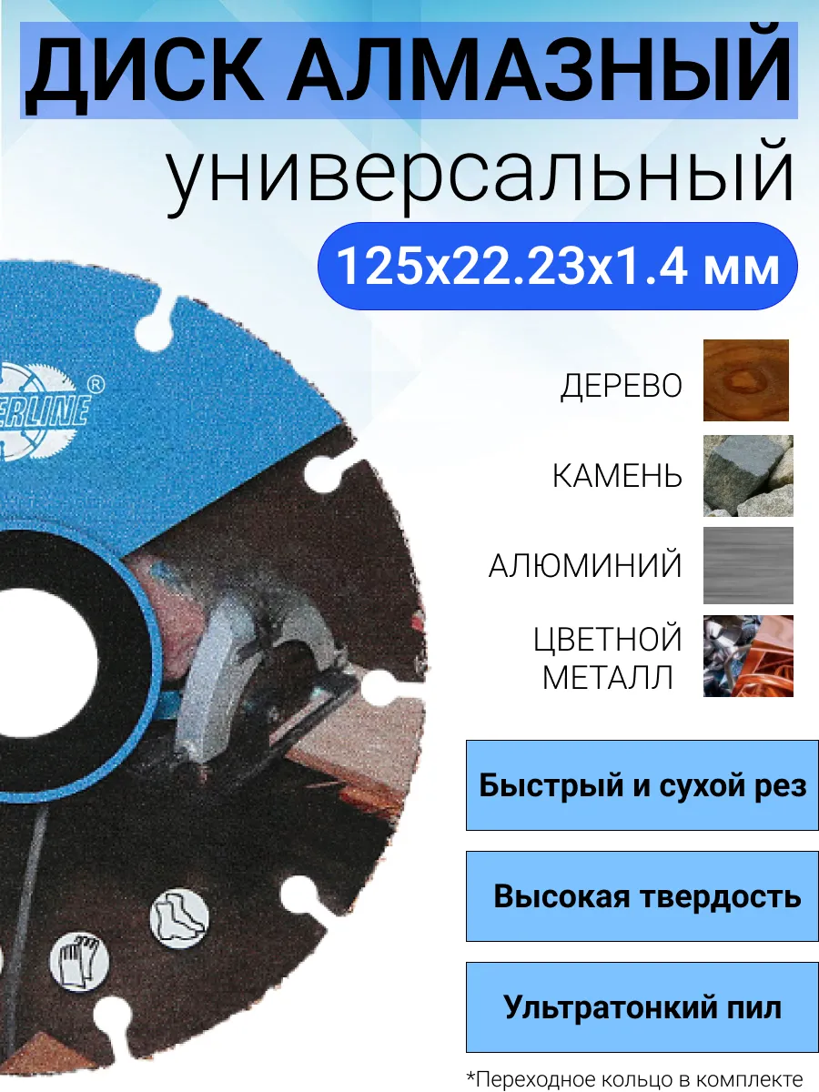 Диск алмазный 125х22.23х1.4 мм универсальный