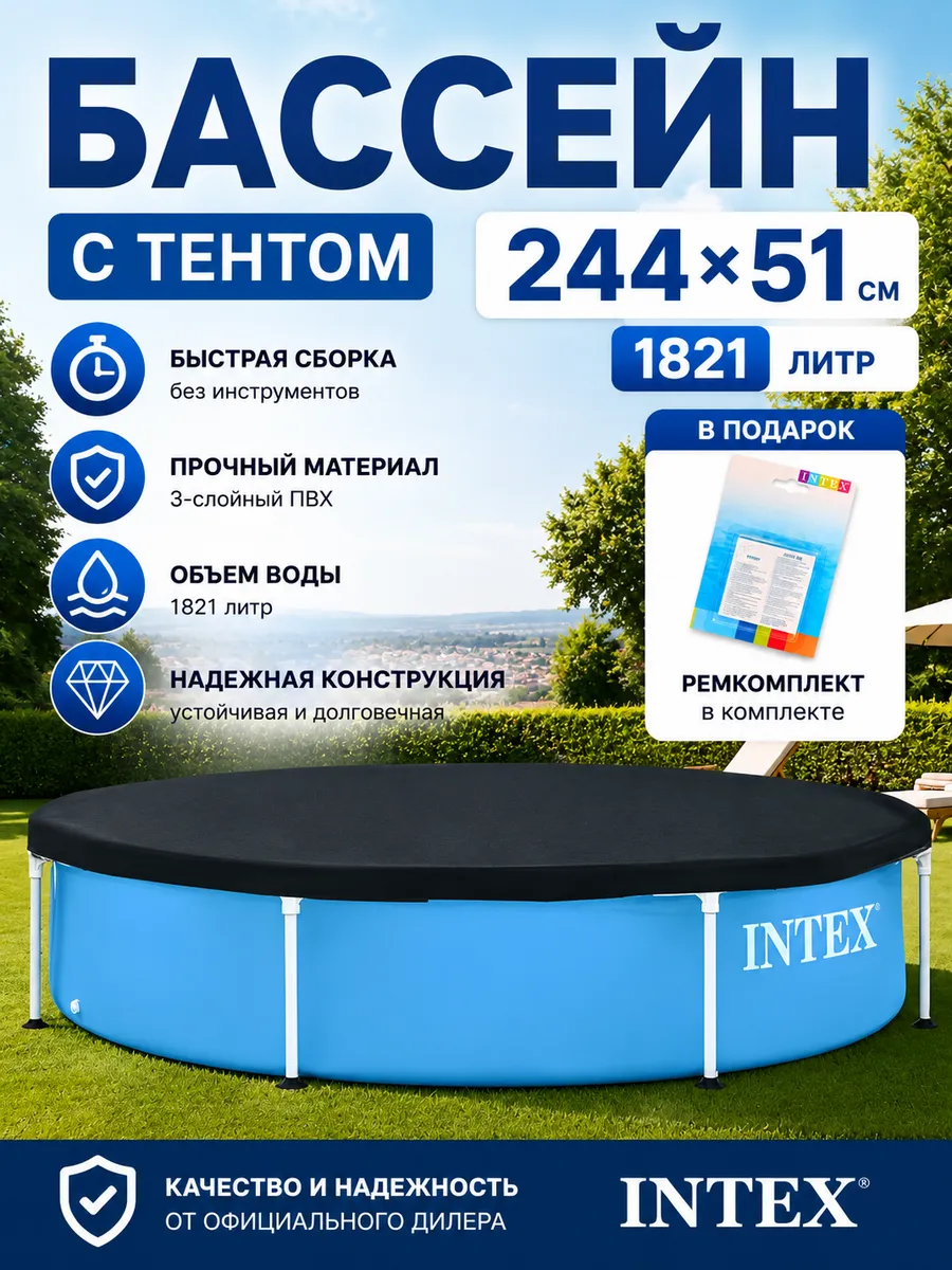 Бассейн каркасный круглый 244х51 см, детский 28205