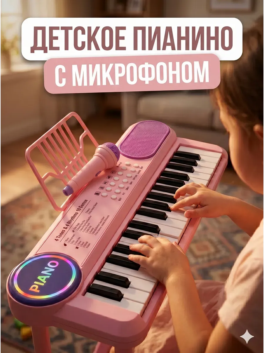 Синтезатор детский с микрофоном. пианино детское