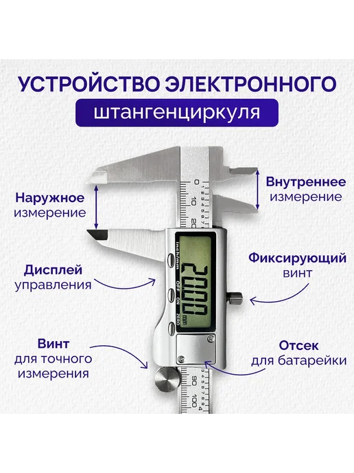 Электронный металлический цифровой штангенциркуль до 150 мм, вариант, фото 2