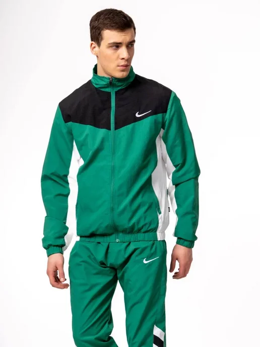 Nike Спортивный костюм весенний в стиле 90-х, черный, фото 2