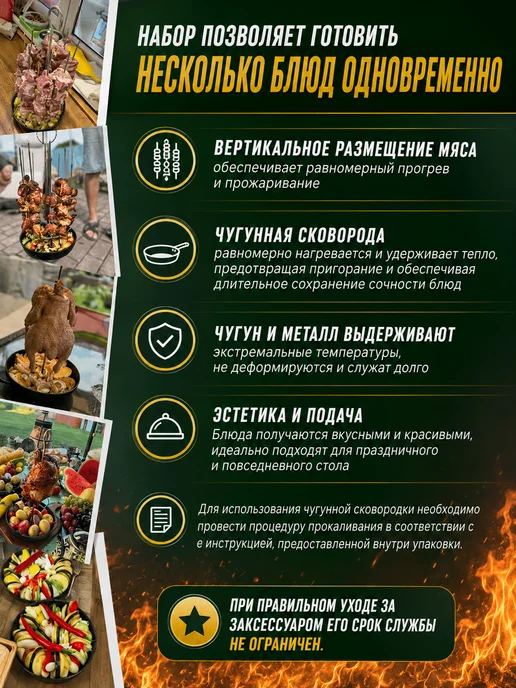 Тандыры и аксессуары Набор для тандыра шашлычница Тритон и курник D 27см с крюком, черный, фото 3