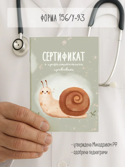 IZZI Medical Сертификат прививок детский форма 156 у-93, зеленый, фото 4