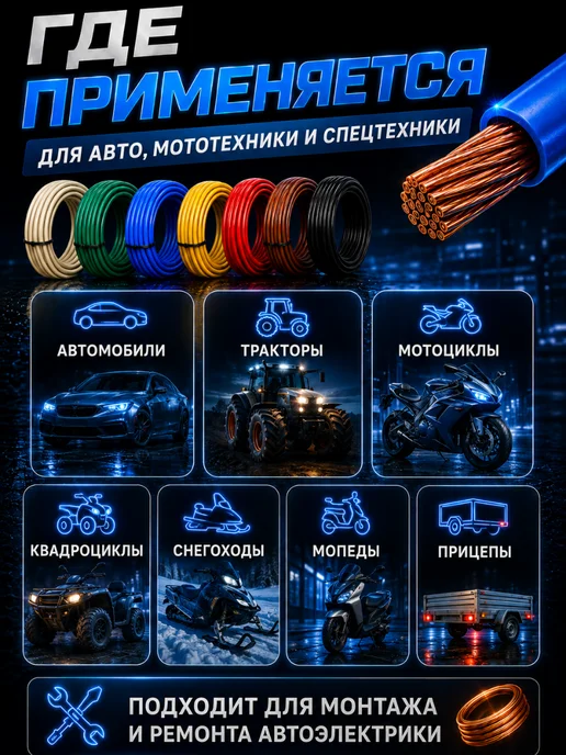 Nanosounds Комплект проводов ПГВА 1х0,75 мм² 7 шт по 3 м, 7 шт, фото 4
