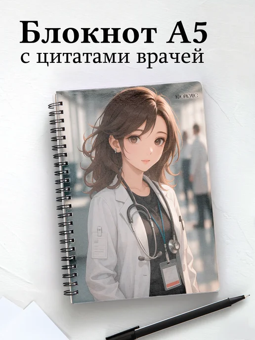Блокнот медицинский в клетку с цитатами
