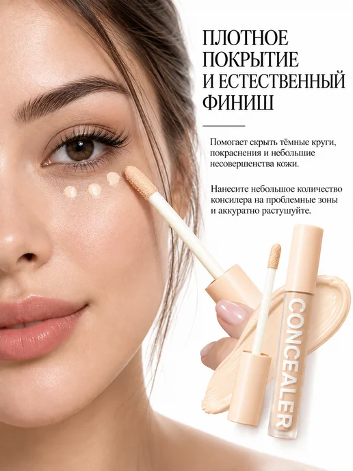MZD Cosmetics Консилер для лица и глаз плотный корректор для макияжа 1+1, бежевый, фото 2