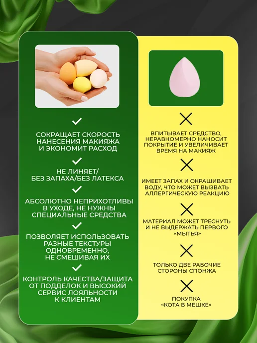 Спонжи для макияжа набор 4 шт мягкий косметический, 4 шт, фото 6