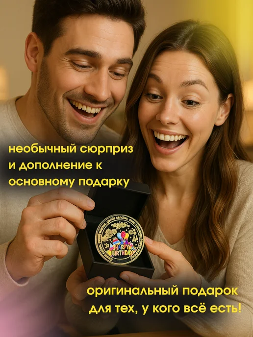 RuMar Монета сувенирная. С днем рождения, шарики, серебро, золотой, фото 2