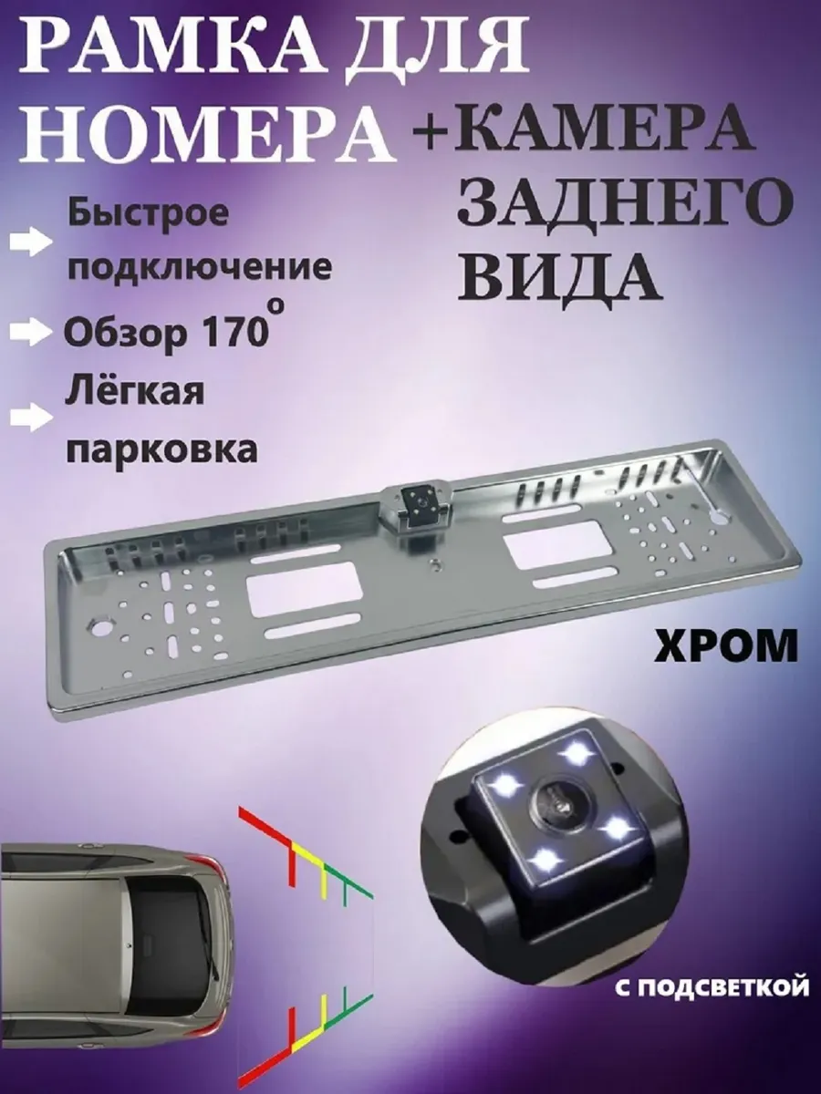 Рамка для номера с камерой заднего вида и подсветкой камеры
