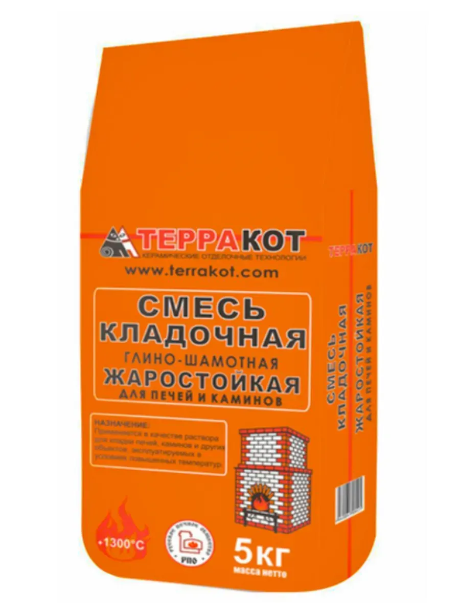 Смесь кладочная жаростойкая, глино-шамотная, 5 кг