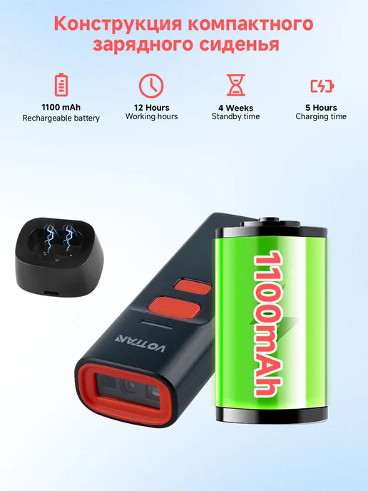 Mini Barcode Scanner with Charge Holder, вариант, фото 4