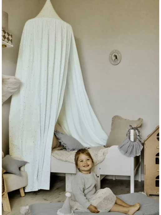 The land of desires Балдахин Шатер на кроватку из муслина, голубой, фото 5