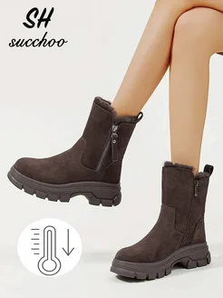 Ботинки зимние челси натуральная замша