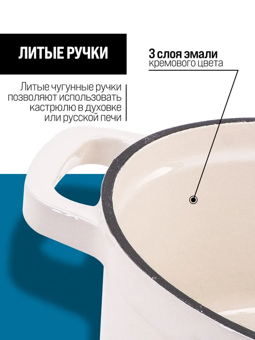 Кастрюля эмалированная чугунная - фото 7