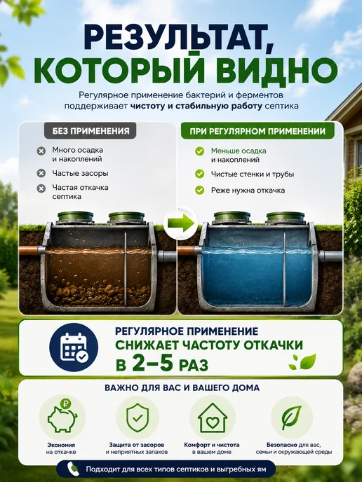 Sendora Средство для септиков и выгребных ям Биоактиватор бактерий, вариант, фото 3