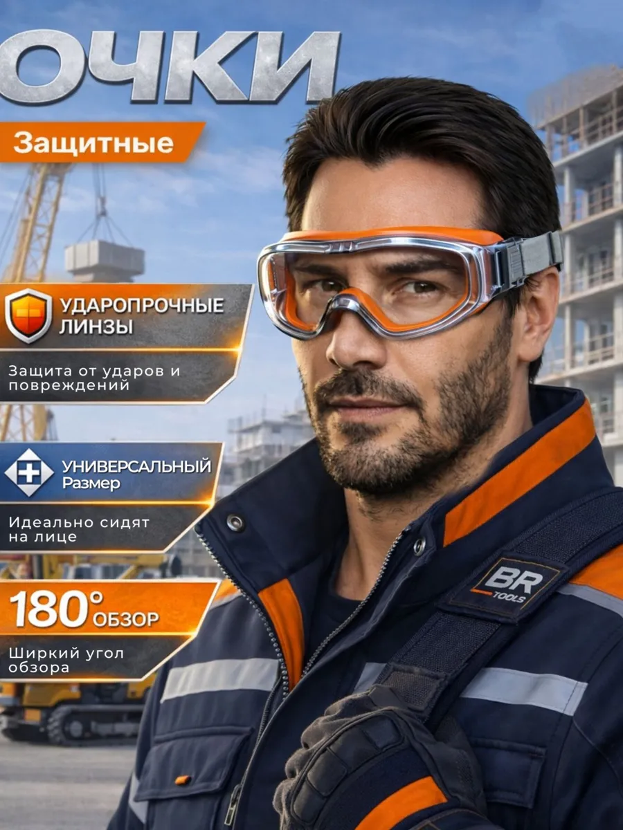 Очки защитные строительные прозрачные