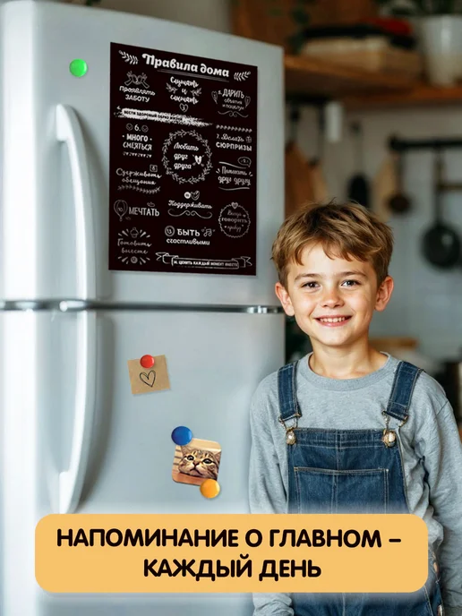 Onprint Магнит мотиватор на холодильник Правила дома, вариант, фото 4